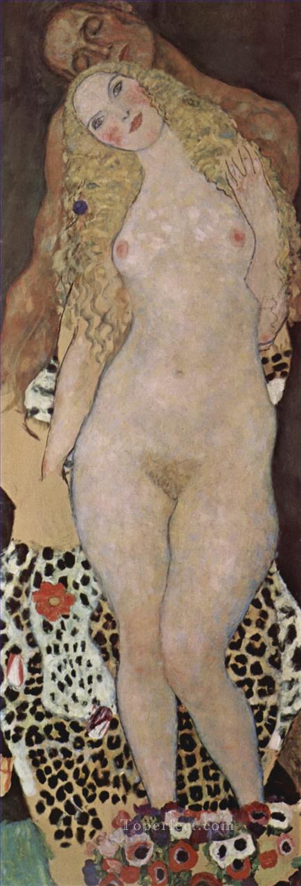 Adam and Eva Gustav Klimt Impressionistic nude Oil Paintings